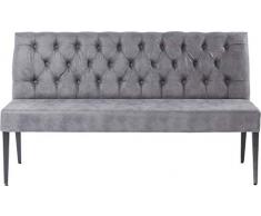 Kare Design Polsterbank Econo Buttons Vintage, Grau, gepolsterte Sitzbank mit Rückenlehne für Esszimmer oder Küche im Chesterfield-Stil, Polsterstoff Polyester Retro Optik, (H/B/T) 92x162x55cm