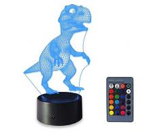 ZHOPPY Nachtlicht 3D Lampe 7 Farben wechselndes Nachtlicht mit Smart Touch & Fernbedienung, 3D Nachtlicht für Kinder oder als Geschenk für Frauen, Kinder, Mädchen, Jungen Dinosaurier