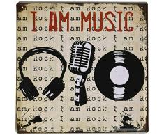 Nafico Deko Schilder Metall Eisen Blechschild Vintage Wort Familie Dekoration Kunst Bar Home Decor 30,5 x 30,5 cm Art Deco 12*12Inch Music