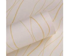 HOYOYO 45,9 x 29,4 cm Kontaktpapier, Selbstklebende Liner, herausnehmbare Regaleinlage, Wandsticker, Kommode, Schublade Peel Stick Küche Home Decor Gold Wave Stripe