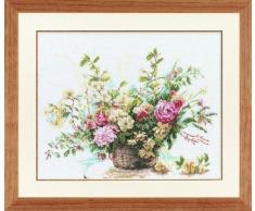 PN-0008004 Gezählten Kreuzstich Kit, Korb mit Rosen, Leinen