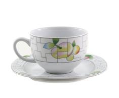Thun Leon Puzzle Kaffee-Tasse und Untertasse, Porzellan, Weiß, 15 x 15 x 9 cm