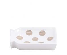 AWD Seifenschale, weiß und gold, Keramik mit Punktmuster - DAISY Bad-Accessoires Serie - AWD Interior