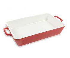 Galileo Casa 2194575 Auflaufform, rechteckig, 34 x 19,5 x 5,5 cm, Rot, Steinzeug