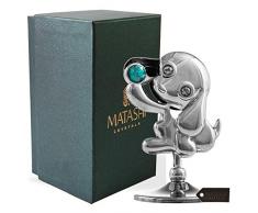 Matashi 2018 mit der Hund verchromt mit Welpen W Tisch-Dekoration mit Kristall, Hunde-Design aus Metall Figur | für zu Hause, Wohnzimmer oder Büro Dekoration | Kleiner, Stabiler Stand