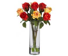 Nearly Natural Fast Natur 4740 Rosen mit Glasvase Silk Flower Arrangement, Multi