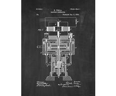 Tesla Elektrische Generator Patent Art Kreidetafel (21,6 x 27,9 cm)