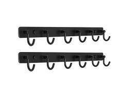 WEBI Kleiderhaken aus Eisen, für Hundeleine, Hüte, Schlüssel, Badetücher, Bademantel, Kleiderwandhalterung, Kleiderschrank, Kleidung, Badezimmer, Garage, Eisen, Schwarz, 6 Hooks x2