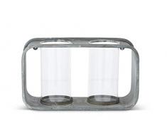 K&K Interiors 16278A-2 Wandkerzenhalter aus Edelrost mit Doppelglaszylinder, 36,8 cm