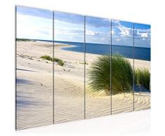 Bilder Strand Meer Wandbild 200 x 80 cm Vlies - Leinwand Bild XXL Format Wandbilder Wohnzimmer Wohnung Deko Kunstdrucke Gelb 5 Teilig - MADE IN GERMANY - Fertig zum Aufhängen 610355a