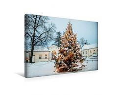 Premium Textil-Leinwand 45 x 30 cm Quer-Format Zu Weihnachten leuchtet der Weihnachtsbaum vor dem Schloß | Wandbild, HD-Bild auf Keilrahmen, Fertigbild auf hochwertigem Vlies, Leinwanddruck von Gerald Pohl