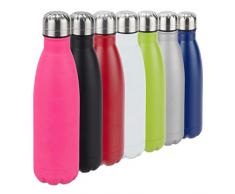 Relaxdays Trinkflasche Edelstahl, auslaufsicher, für Kalt-und Heißgetränke, Vakuum Isolierflasche 500 ml, Outdoor, pink