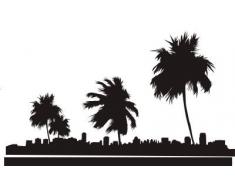 INDIGOS WG30221-70 Wandtattoo w221 Palmen Strand Blume Pflanze Wandaufkleber 120 x 70cm, schwarz