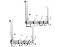 WEBI Kleiderhaken über der Tür Hakenleiste, Tür-Handtuchhalter mit 6 Haken zum Aufhängen, Türgarderobe für Kleidung, Rückseite des Badezimmers X-Large verchromt