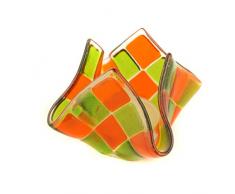 Linzer Glasmanufaktur Linzer Hellorange/Grün Teelicht, Glas, groß