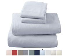 Great Bay Home Extra weiche 100% Baumwolle Flanell-Bettlaken-Set. Warm, Cozy, leicht, Winter Bettwäsche in Solid Colors, Baumwolle, Perle/Blau, Queen