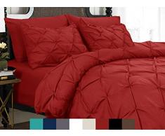 Eleganter Komfort, 3-teiliges Bettbezug-Set mit Knopfleiste, knitterarme Mikrofaser Twin/Twin XL Flamenco Red