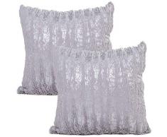 Treely Dekorativer Überwurf-Kissenbezug, Fell-Dekor, modern, glänzende Streifen, 45,7 x 45,7 cm, für Couch Sofa, Schlafzimmer, 2 Stück 2Pcs-(18 x 18) grau