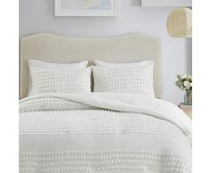 Comfort Spaces Bettdecke, wendbar, 100% Baumwolle, Jacquard, getuftet, Chenille-Punkte, sehr weich, überfüllte Daunen, Alternative, hypoallergen, für alle Jahreszeiten Twin/Twin XL elfenbeinfarben