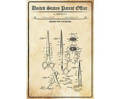 United States Patent Office - Design for Scissors - Entwurf für Schere - Miriello, 1930 - Design No 1.783.853 - Blechschild