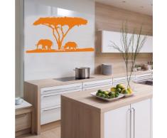 INDIGOS 4052166118033 Wandtattoo w556 Afrika / Steppe Elefant Nashorn Wandaufkleber 96 x 50 cm, orange