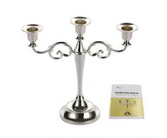 Wispun Kerzenhalter mit 3 Armen aus Metall für Stumpenkerzen Silber