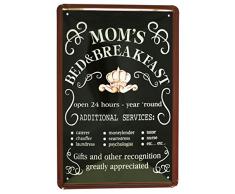 Moms & Bett Frühstück Metall Poster Blechschild, Vintage, Retro, 8 * 12 cm