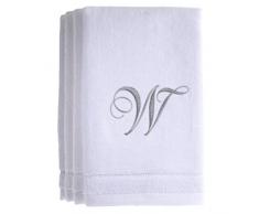Monogramm Handtücher Fingertip, personalisierbar, Geschenk, 27,9 x 45,7 cm – Set von 4-Silber Badetuch bestickt, extra saugfähig 100% Baumwolle Weiche Velours Finish – Für Badezimmer/Küche/SPA W