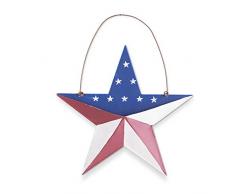 K&K Interiors 15958A Dekofigur Americana, Taschenstern, Metall, 15,2 cm, Rot/Weiß/Blau