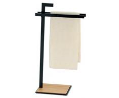 Kela Handtuchhalter, Oak, Pulverbeschichtetes Metall mit Eichenholz, 24261, Schwarz matt