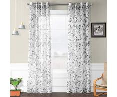 HPD Half Price Drapes SHCH-PS18075B-96-GR Vorhang mit Ösen, Kunstleinen, durchsichtig, 50 x 96 cm, Waldgrau