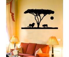 INDIGOS WG30551-80 Wandtattoo w551 Afrika / Steppe Löwe mit Tiger 120 x 66 cm, braun
