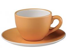 Bitossi Home BER1051 Set aus 6 Kaffee-Tassen mit Unterteller, Sorbet-Linie, Mango