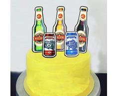 CheeseandU Bierbanner Bierflasche Happy Birthday Party Dekorationen Junggesellenabschied Party Dekoration Hochzeit Jahrestag Feier Geburtstag Party Zubehör Beer Cupcake Topper