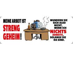 Schatzmix Spruch Meine Arbeit ist streng geheim Metallschild 27x10 cm Wanddeko tin Sign Blechschild, Blech, Mehrfarbig, 20x30 cm