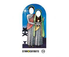 Holy Religious Sacred Family (Nightfall Green and Red) Adult Stand-in Pappaufsteller Heilige Religiöse Heilige Familie Erwachsene, Aufsteller, Pappe, Mehrfarbig, 174 x 93 x 174 cm