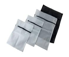 Reißverschluss Aufbewahrung Wäschesäcke Wäschenetz Wäschetasche Wäschebeutel für Waschmaschine (3 Weiße and 1 Schwarze Beutel)