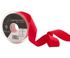 Berisfords 3501 Doppelseitiges Satinband, 20 m x 25 mm, Rot
