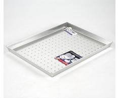 Pentole Agnelli Auflaufform rechteckig mit Loch, Durchmesser Bohrung 6 mm, Legierung Aluminium 3003, Silber 45x35 cm Silber/schwarz