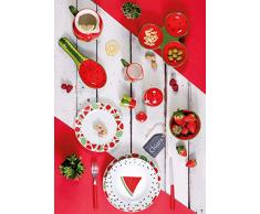 Excelsa Watermelon Zuckerdose und Milchkännchen, Keramik, Rot und Grün