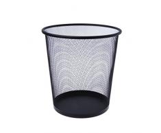 IndiaBigShop Abfalleimer, rund, Metallgeflecht, 27 cm, Schwarz