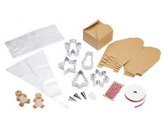 KitchenCraft Sweetly Does It Ausstechformen-Set für Weihnachten, mit Süßigkeiten, Geschenk, Spritzbeutel und Tüllen in Geschenkbox, Edelstahl