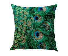 qinqingo Colorful Pfauenfeder Überwurf Kissenbezug Home Sofa Decor Kopfkissen, Textil, PF#3, 45,7 x 45,7 cm