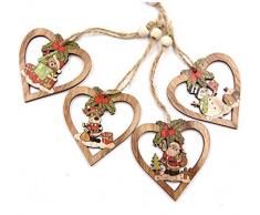 NatureMort Weihnachtsbaum, zum Aufhängen, aus Holz, für Weihnachten, Feiertage, Festival, Dekoration, 4 Stück