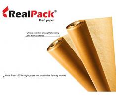 Realpack® 1 x Braunes Kraftpapier Größe – 500 mm x 25 m Ideal für Paketverpackung, Geschenkpapier, Zuhause, Schule und Bastelarbeiten. Glatte Oberfläche