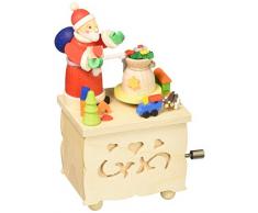 Alexander Taron 150 Graupner Spieluhr, Weihnachtsmann mit Spielzeug, Handkurbel, 11,4 cm H x 7 cm B x 5,1 cm T, Braun
