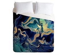 Society6 Monika Strigel Dramaqueen – Gold Indigo Marmor King Steppdecke und 2 Kissenbezüge-Set Full/Queen Mehrfarbig