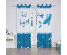 Fassbel 2-teiliges Set Digital Bedruckte Verdunkelungsvorhänge für Schlafzimmer, Wohnzimmer, Esszimmer, Kinder, Jugendzimmer, Fenster Vorhänge (W54 × L95, Delfine und Gute Nacht)