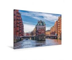 Premium Textil-Leinwand 120 x 80 cm Quer-Format Speicherstadt - Wasserschloss | Wandbild, HD-Bild auf Keilrahmen, Fertigbild auf hochwertigem Vlies, Leinwanddruck von Gabriele Krug