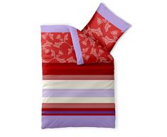aqua-textil Trend BettwÃ¤sche 155 x 220 cm 2-teilig Bettbezug Baumwolle Imara Streifen Blumen rot Lavendel Creme weiÃ 0011730